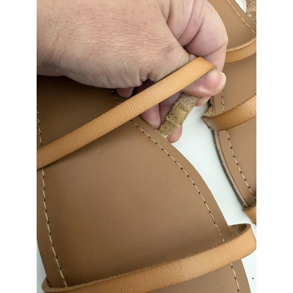 J. Crew Strappy Flat Sandals Women’s Size 12 Saddle Tan Ankle Strap Shoes